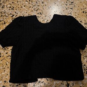 Black Puff Sleeve Women's Top - Classic Short-Sleeve Blouse